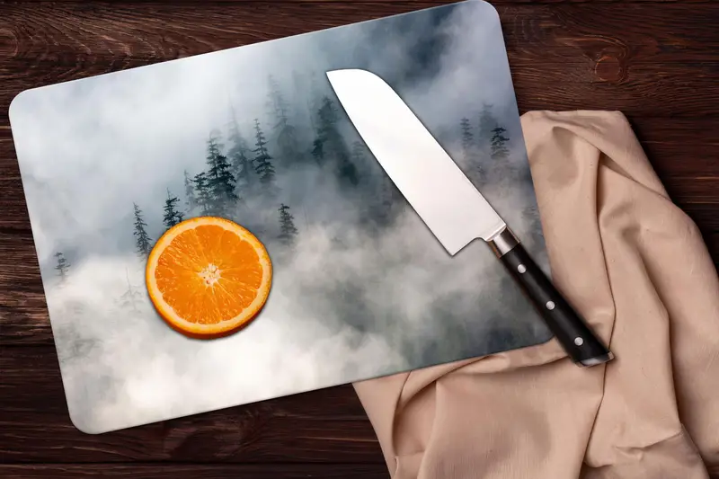 強化された安全性とデザインを備えた自然からインスピレーションを得たガラスまな板