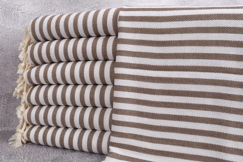 Turkish Towel Beige Stripes, 18x40 Inches