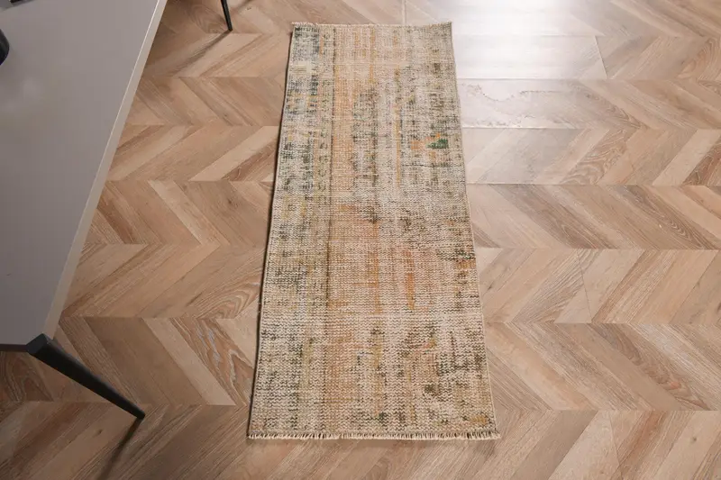 Vintage Türk Halısı 1.6x4 ft, Oushak Kahverengi Güneybatı Yün Halı - 1