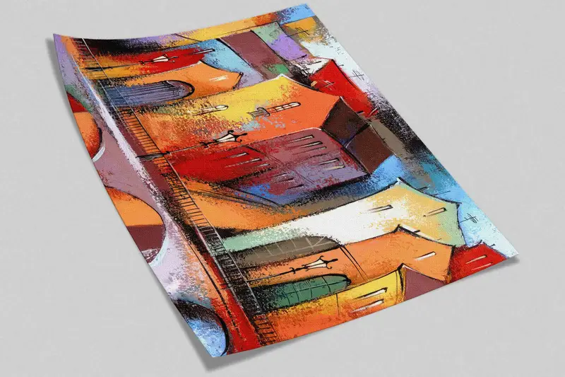 Abstract City Paper Art, Colorful City Painting Digital Paper, Colorful City Wall Decor, View Wall Decals, Wall Covering,Abstract Shapes Art - 6