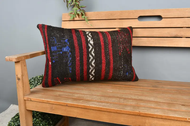 Cushion Cover, Morroccon Kilim Cushion Pillow Cover, Kilim Pillow, 16x24 Red Pillow Case, Boho Pillow Sham Cover, Pillow for Couch - 1