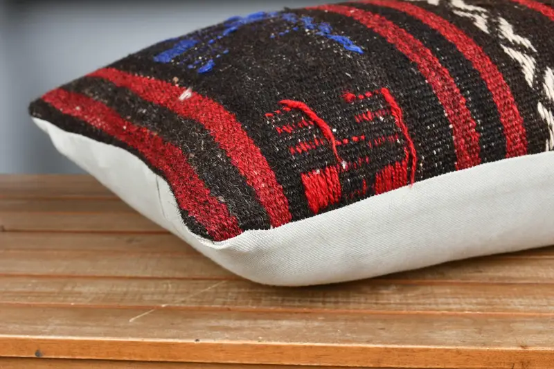 Cushion Cover, Morroccon Kilim Cushion Pillow Cover, Kilim Pillow, 16x24 Red Pillow Case, Boho Pillow Sham Cover, Pillow for Couch - 4