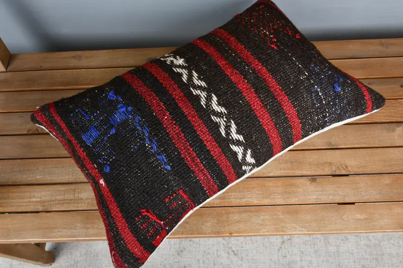 Cushion Cover, Morroccon Kilim Cushion Pillow Cover, Kilim Pillow, 16x24 Red Pillow Case, Boho Pillow Sham Cover, Pillow for Couch - 2
