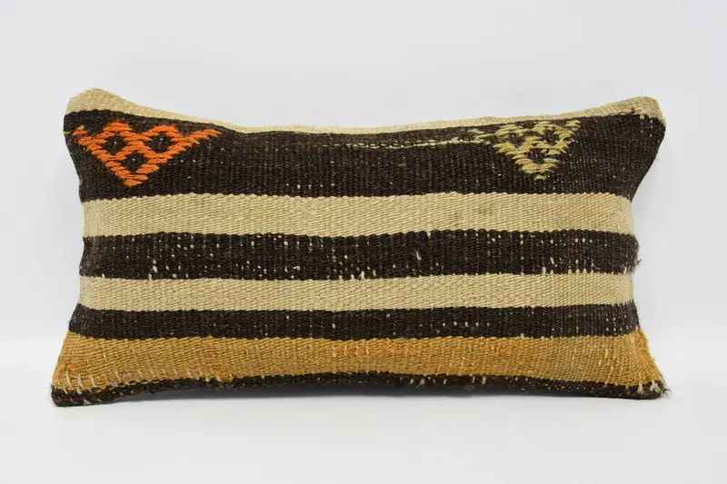 Vintage Brown Rectangle Euro Sham, Antique 8x16 inch Cushion Case - 1