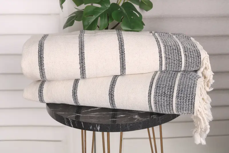 Monogram Kitchen Towel, 40x20 Linen Striped Towel, Bridesmaid Gift Towel, Personalized Hand Towel, Travel Towel, Custom Hand Towel, Monogram Towels - 3