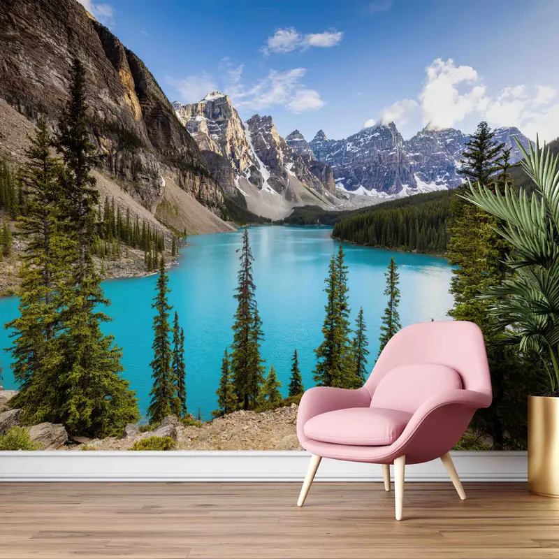 エレガントな湖の風景プリント壁紙 - アルバータ州バンフの自然の眺め