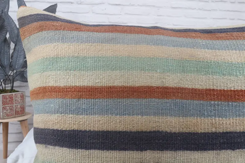 Nautical Throw Cushion, Boho Pillow, 28x28 Beige Cushion Cover, Cushion Cover, Handmade Kilim Cushion, Pillow for Couch, Comfy Throw Pillow Sham - 5