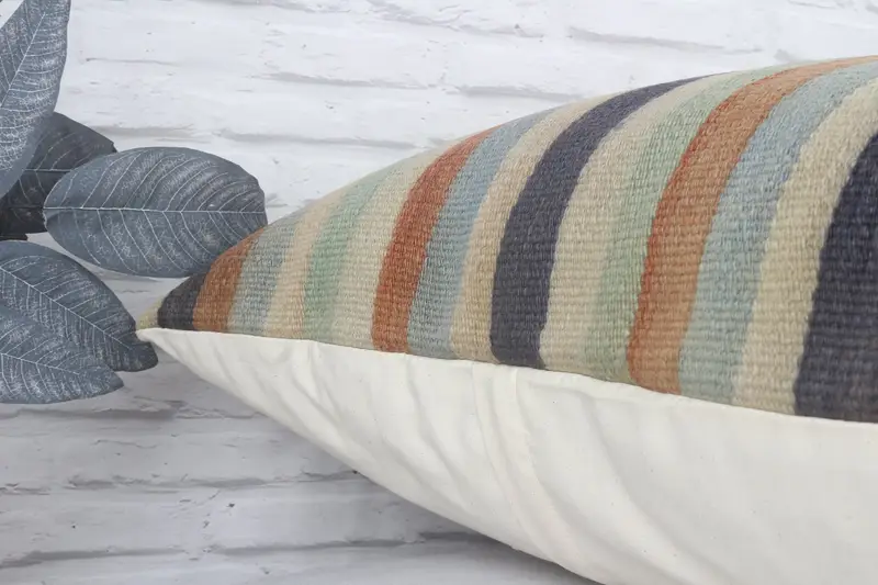 Nautical Throw Cushion, Boho Pillow, 28x28 Beige Cushion Cover, Cushion Cover, Handmade Kilim Cushion, Pillow for Couch, Comfy Throw Pillow Sham - 8
