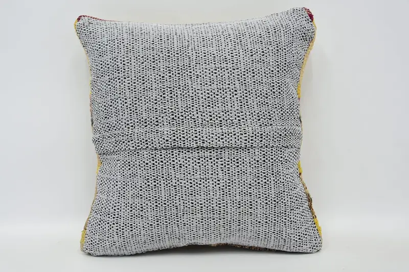 Turkish Kilim Pillow, 12x12 Yellow Pillow Sham, Luxury Pillow Case, Pillow for Sofa, Pillow for Couch, Cushion Cover, Office Chair Cushion Cover - 6