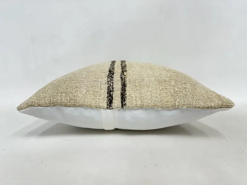 Pillow Cover, Kilim Rug Cushion Case, Outdoor Patio Cushion, Turkish Pillow, Pillow for Couch, 16x16 Beige Cushion, Kilim Pillow Cover - 5