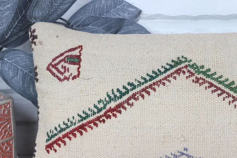 Cushion Case, Kilim Pillow, Boho Pillow Sham Cover, Home Decor Pillow, Southwestern Pillow Case, 8x16 Beige Pillow Case - 2