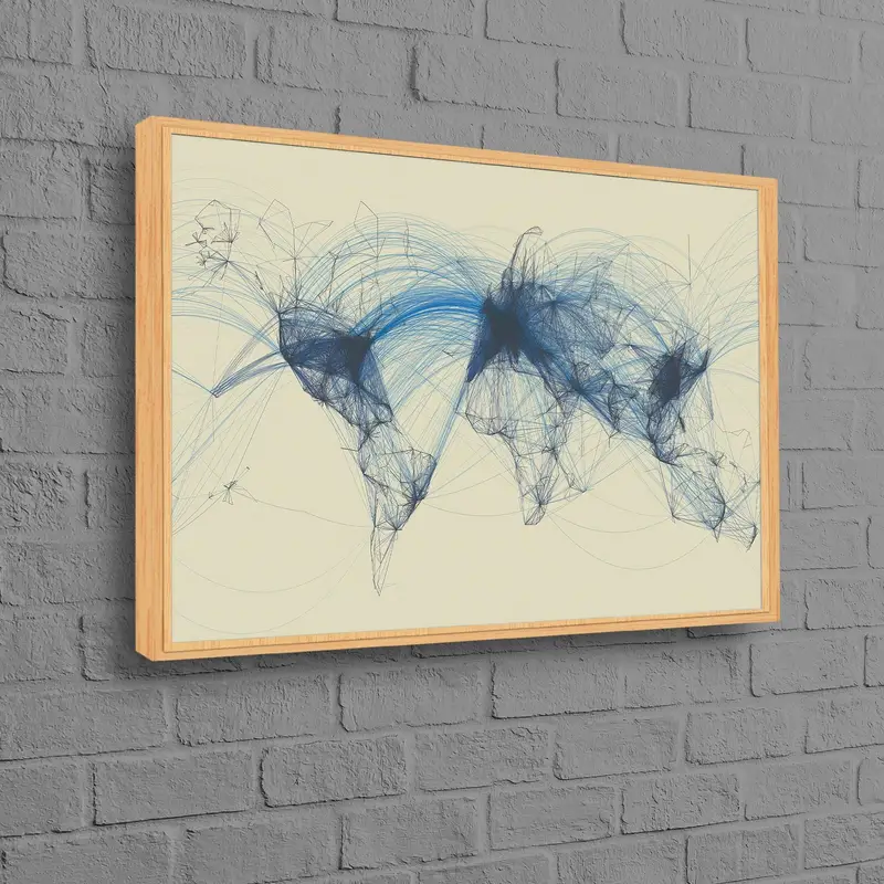 Impresión en lienzo de mapa de aviación abstracto elegante - Arte de pared premium