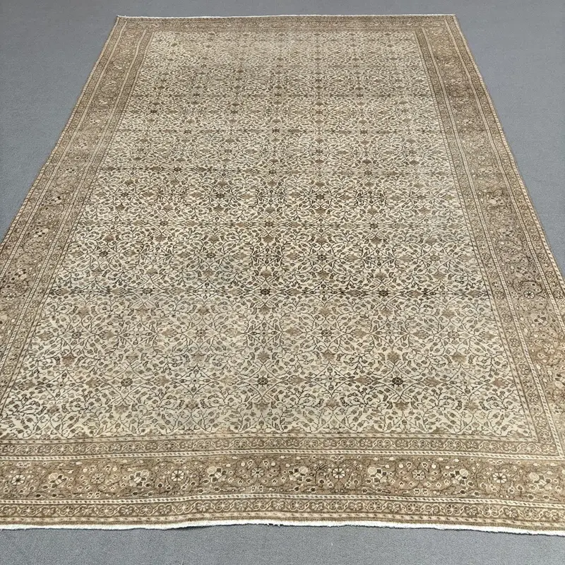 Beige Southwestern Rug, 0.5x9.4 ft Beige & Brown