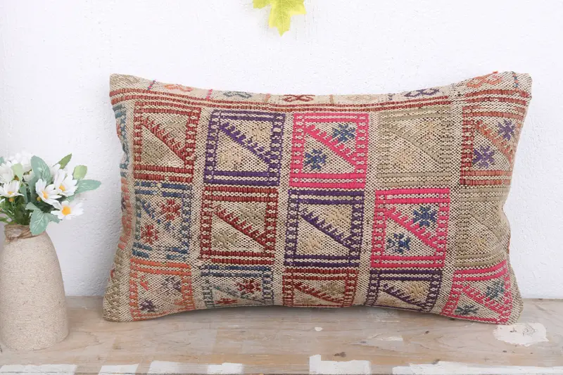 Interior Designer Pillow, Pillow Sham, Vintage Kilim Throw Pillow, Wholesale Cushion Cover, 12x20 Pink Pillow Case, Ethnical Kilim Rug Pillow - 2