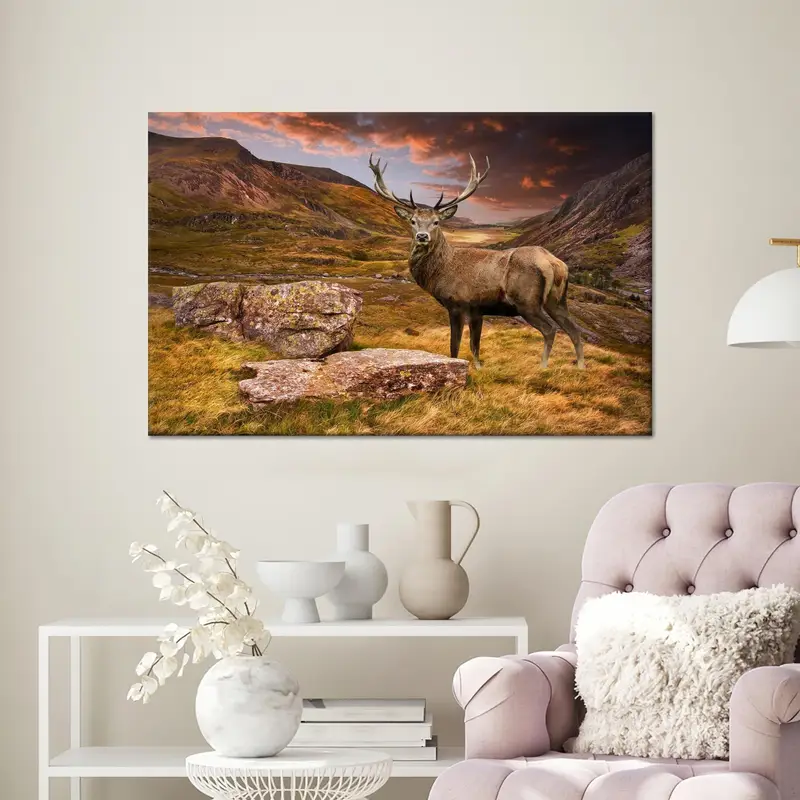 Lienzo elegante de Deer Mountain: la serenidad de la naturaleza impresa