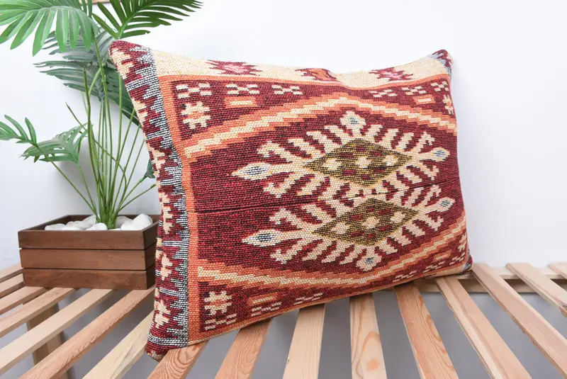Kilim Cushion Sham, Decorative Pillow, Ikat Cushion Case, Pet Pillow Case, Vintage Pillow, 20x28 Red Pillow Case, Turkish Pillow, Cushion Case - 4