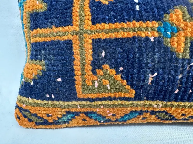 8x16 Blue Cushion Cover, Patio Cushion, Turkish Pillow, Pillow Sham, Throw Kilim Pillow, Handmade Kilim Cushion, Turkish Rugs Cushion - 2