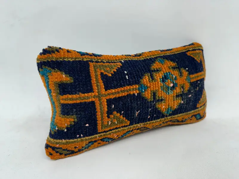 8x16 Blue Cushion Cover, Patio Cushion, Turkish Pillow, Pillow Sham, Throw Kilim Pillow, Handmade Kilim Cushion, Turkish Rugs Cushion - 3