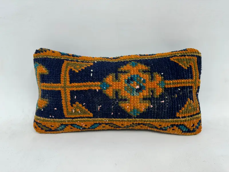 8x16 Blue Cushion Cover, Patio Cushion, Turkish Pillow, Pillow Sham, Throw Kilim Pillow, Handmade Kilim Cushion, Turkish Rugs Cushion - 1