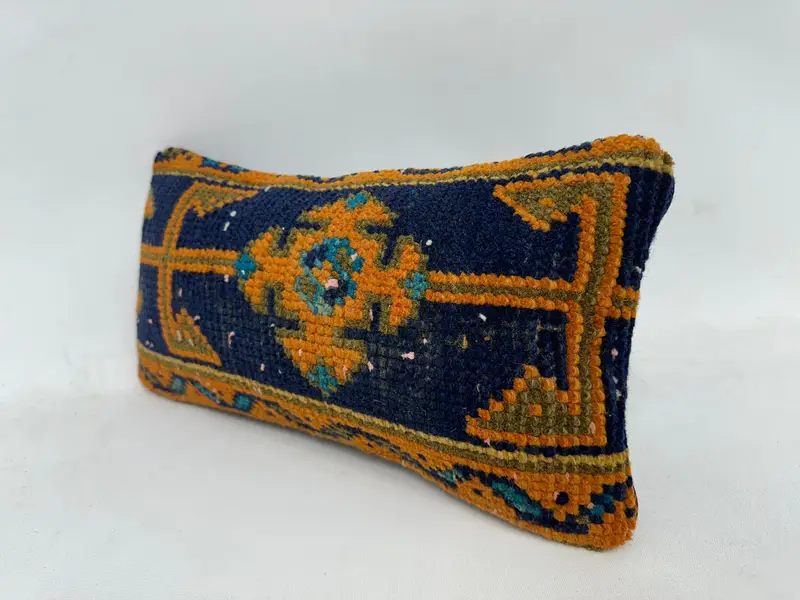 8x16 Blue Cushion Cover, Patio Cushion, Turkish Pillow, Pillow Sham, Throw Kilim Pillow, Handmade Kilim Cushion, Turkish Rugs Cushion - 4