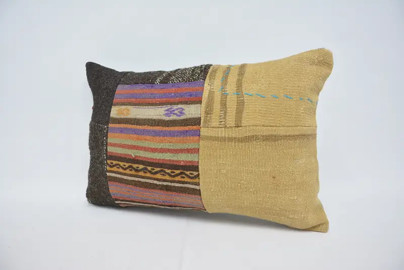 Antique Pillows, Vintage Kilim Throw Pillow, Throw Kilim Pillow, Pillow Cover, Designer Throw Pillow Case, 16x24 Beige Pillow Case - 4