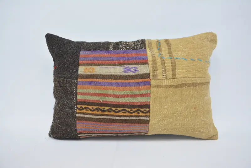 Antique Pillows, Vintage Kilim Throw Pillow, Throw Kilim Pillow, Pillow Cover, Designer Throw Pillow Case, 16x24 Beige Pillow Case - 1