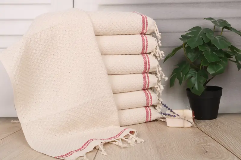 Turkish Tea Towel Monogram Kitchen Towel Red Cotton 38x18 Inches