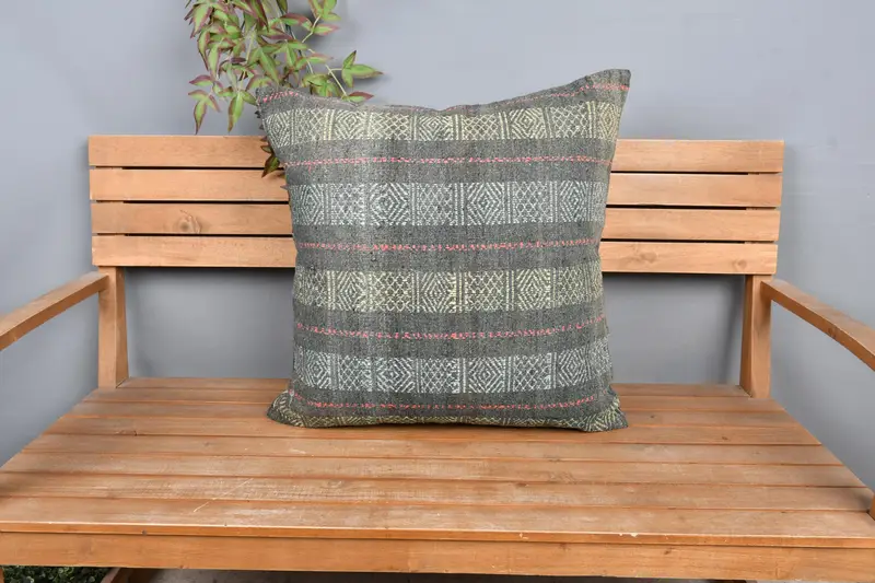 24x24 Yellow Pillow Sham, Southwestern Pillow Cover, Pillow Cover, Aesthetic Pillow, Boho Pillow Sham Cover, Boho Pillow, Vintage Kilim Throw Pillow - 6