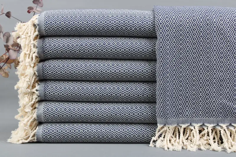 Personalized Turkish Towel Organic Beige, Diamond Towel 38x71 Inches