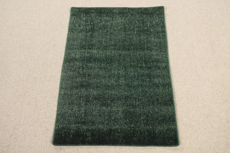 Handmade Green Patchwork Rug, 0.2x2.9 ft