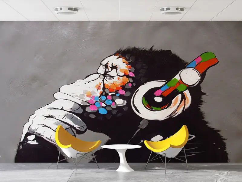 Headphones Monkey Wall Decor, Dj Monkey Wall Painting, Music Wall Decor, Graffiti Wall Painting, Painting Wall Art, - 8