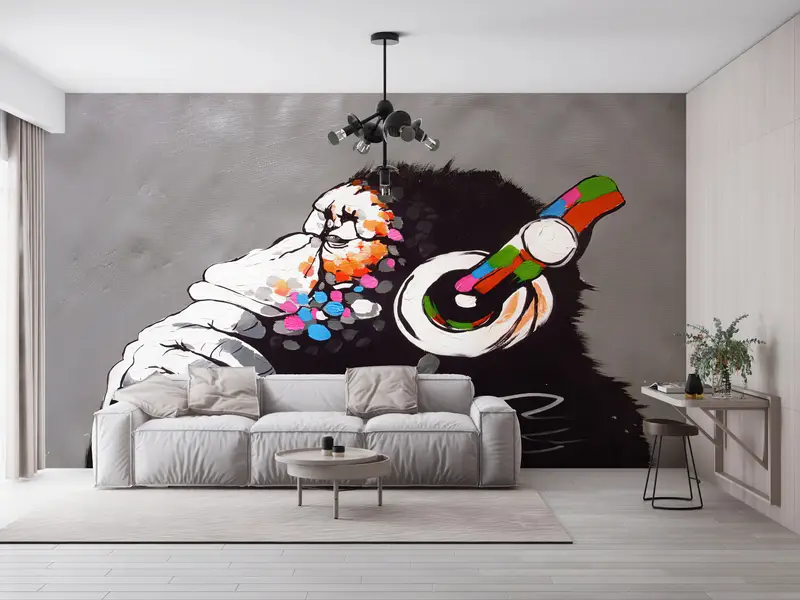 Headphones Monkey Wall Decor, Dj Monkey Wall Painting, Music Wall Decor, Graffiti Wall Painting, Painting Wall Art, - 9