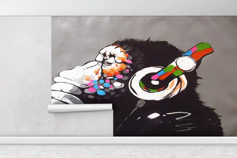 Headphones Monkey Wall Decor, Dj Monkey Wall Painting, Music Wall Decor, Graffiti Wall Painting, Painting Wall Art, - 2