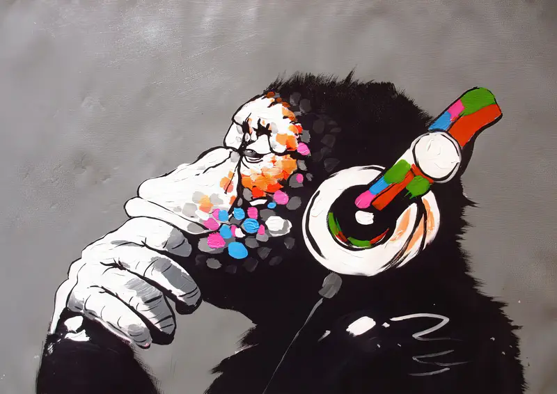 Headphones Monkey Wall Decor, Dj Monkey Wall Painting, Music Wall Decor, Graffiti Wall Painting, Painting Wall Art, - 6