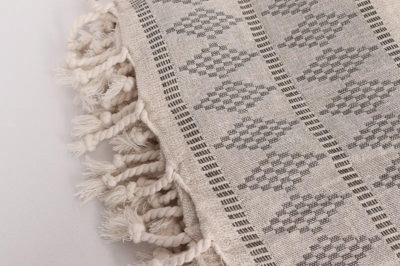 Dokuma Battaniye, Düğün Favorları, Türk Yatak Dikkati, 100x88 Keten Kilim Tasarım Havlu, Nedime Hediyeleri, Türk Plajı Battaniyesi, Kanepe Atma - 7