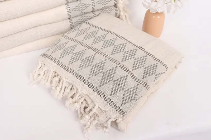 Dokuma Battaniye, Düğün Favorları, Türk Yatak Dikkati, 100x88 Keten Kilim Tasarım Havlu, Nedime Hediyeleri, Türk Plajı Battaniyesi, Kanepe Atma - 5