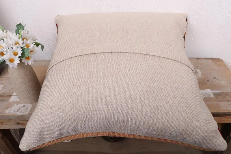 Interior Designer Pillow, 18x18 Orange Cushion, Pillow Sham, Boho Pillow, Handmade Kilim Cushion, Retro Throw Cushion - 7