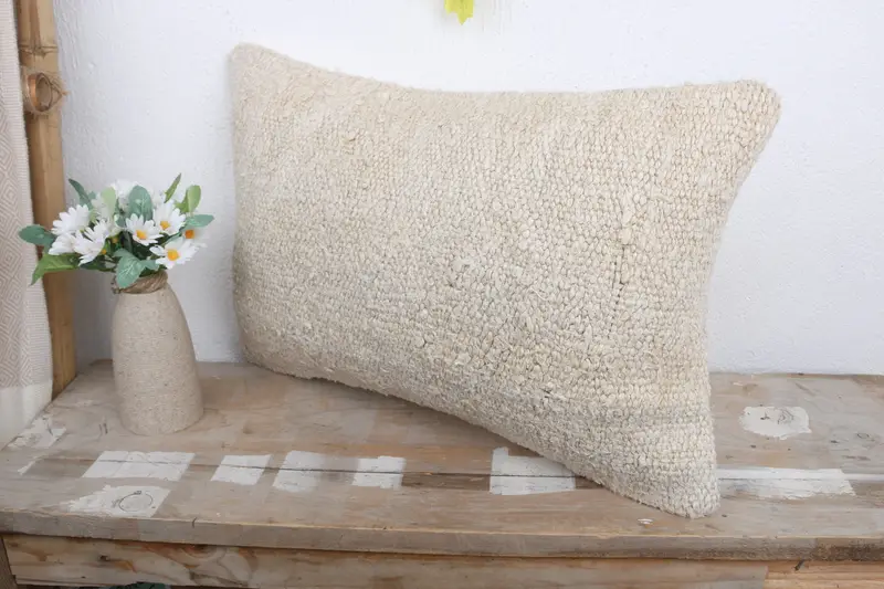 Antique Pillows, Lounge Throw Cushion, 12x20 White Pillow Sham, Office Chair Cushion Case, Home Decor Pillow, Cushion Case, Kilim Pillow Cover - 4