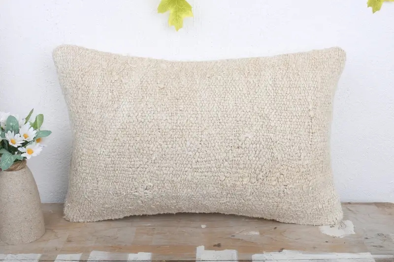 Antique Pillows, Lounge Throw Cushion, 12x20 White Pillow Sham, Office Chair Cushion Case, Home Decor Pillow, Cushion Case, Kilim Pillow Cover - 2