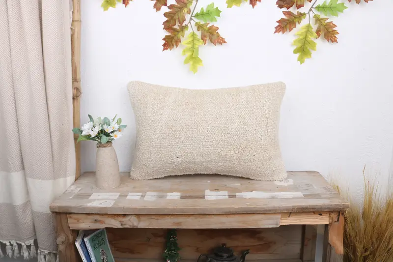 Antique Pillows, Lounge Throw Cushion, 12x20 White Pillow Sham, Office Chair Cushion Case, Home Decor Pillow, Cushion Case, Kilim Pillow Cover - 1