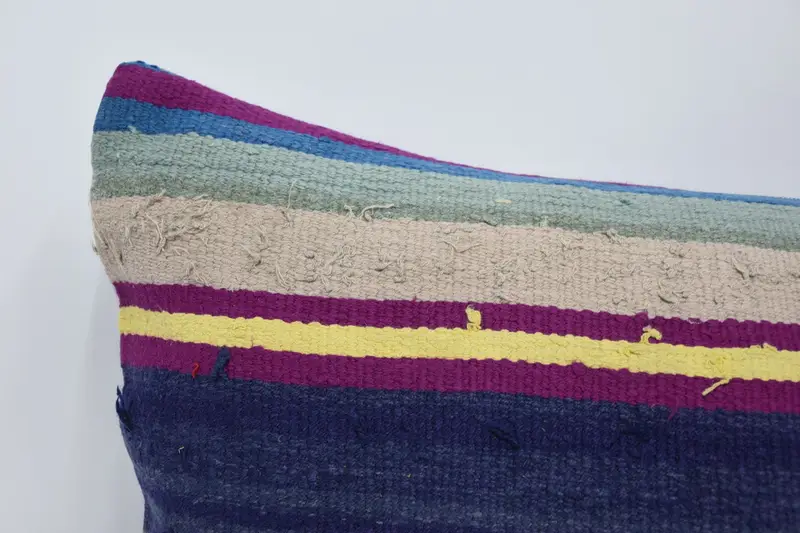 Accent Throw Pillow Cover, Kilim Pillow, Ethnical Kilim Rug Pillow, Vintage Pillow, Pillow Case, 16x36 Blue Pillow Cover, Neutral Throw Cushion Case - 2