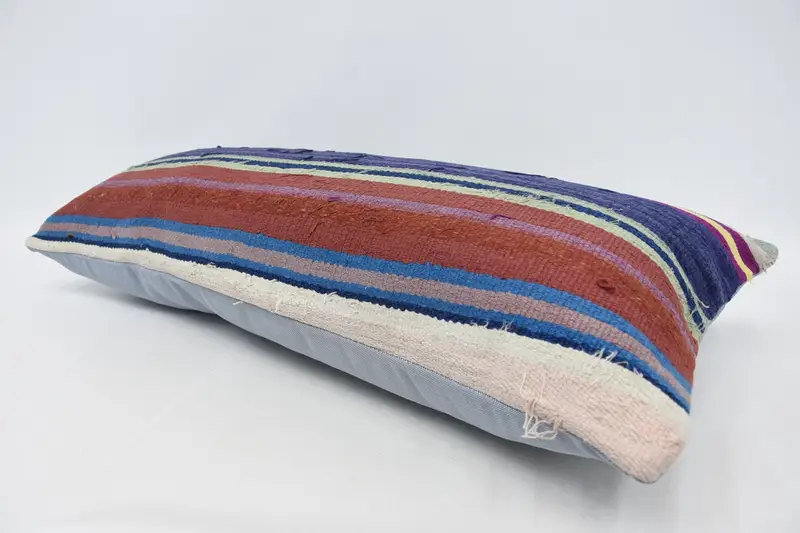 Accent Throw Pillow Cover, Kilim Pillow, Ethnical Kilim Rug Pillow, Vintage Pillow, Pillow Case, 16x36 Blue Pillow Cover, Neutral Throw Cushion Case - 5