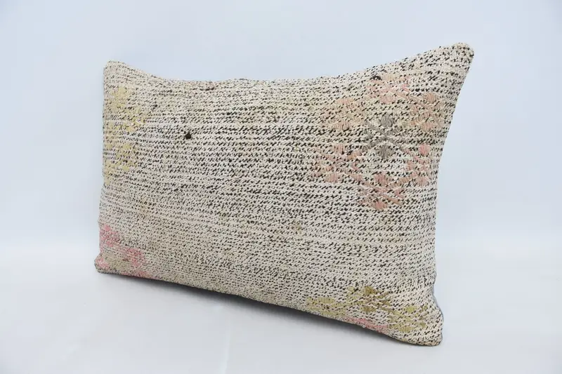 Boho Pillow, Vintage Kilim Throw Pillow, Garden Pillow Cover, 16x24 White Pillow Sham, Ikat Cushion Cover, Boho Pillow Sham Cover, Cushion Case - 4