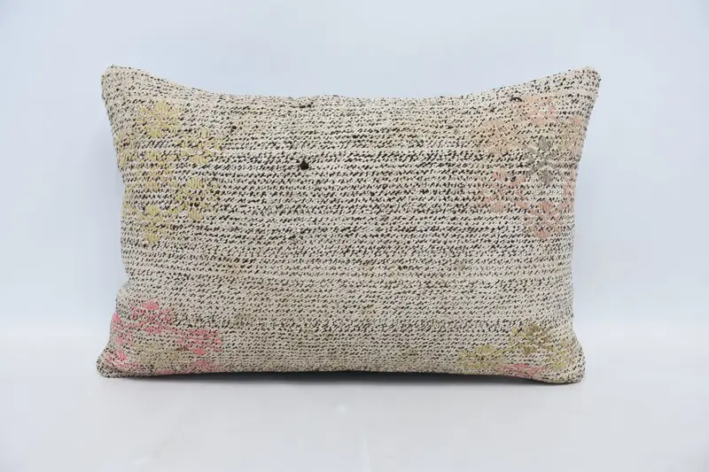 Boho Pillow, Vintage Kilim Throw Pillow, Garden Pillow Cover, 16x24 White Pillow Sham, Ikat Cushion Cover, Boho Pillow Sham Cover, Cushion Case - 1