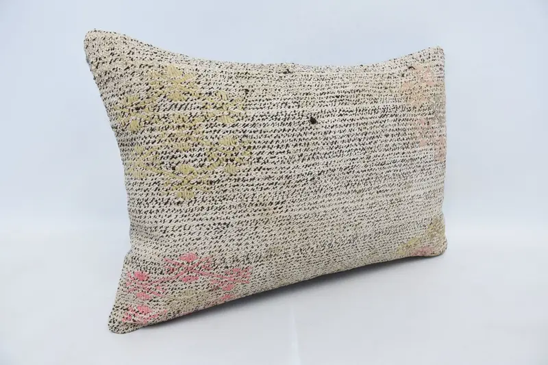 Boho Pillow, Vintage Kilim Throw Pillow, Garden Pillow Cover, 16x24 White Pillow Sham, Ikat Cushion Cover, Boho Pillow Sham Cover, Cushion Case - 3