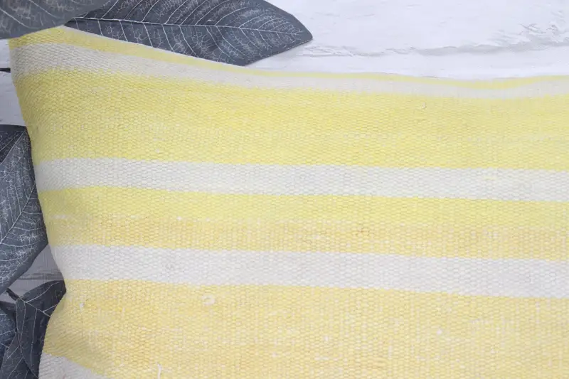 Turkish Pillow, Knitted Cushion Cover, Pillow Sham, Vintage Pillow, 16x24 Yellow Cushion Case, Vintage Kilim Throw Pillow - 2