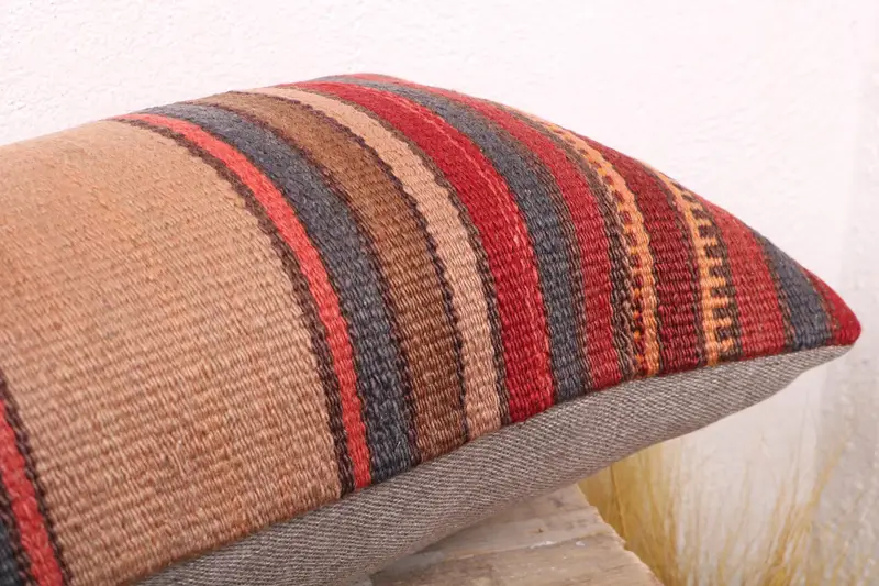 Nautical Throw Pillow Case, Gift Pillow, Handmade Rug Seat Pillow, Handmade Kilim Cushion, 12x24 Purple Pillow Cover, Boho Pillow, Pillow Case - 6