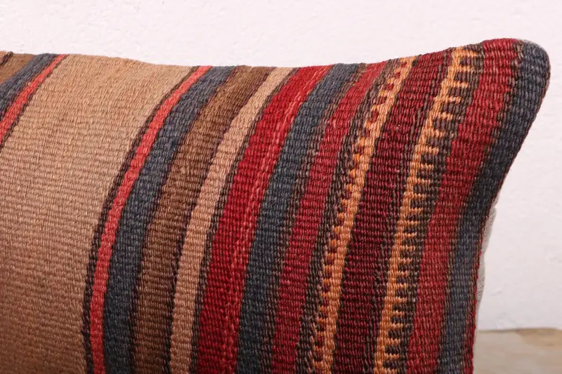 Nautical Throw Pillow Case, Gift Pillow, Handmade Rug Seat Pillow, Handmade Kilim Cushion, 12x24 Purple Pillow Cover, Boho Pillow, Pillow Case - 5