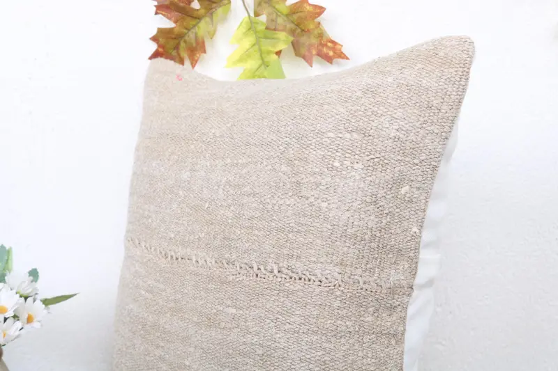 16x16 Beige Pillow Cover, Interior Designer Pillow, Pillow, Boho Pillow, Bolster Cushion Cover, Custom Pillow Cover, Throw Kilim Pillow - 5