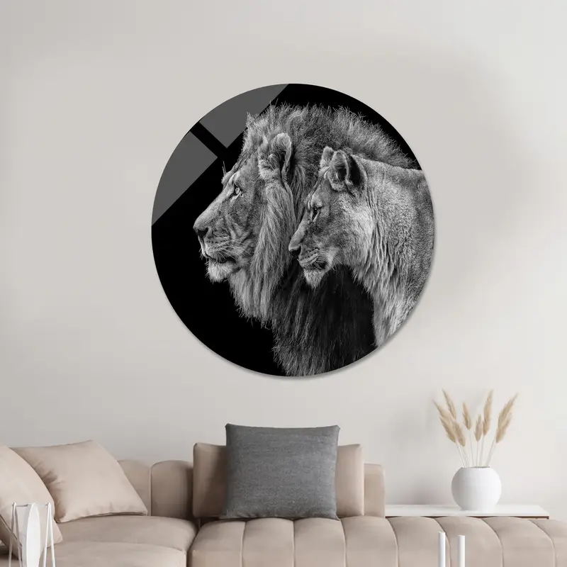 Lienzo del amante del león: regalo del día de San Valentín de la majestuosa cueva del hombre